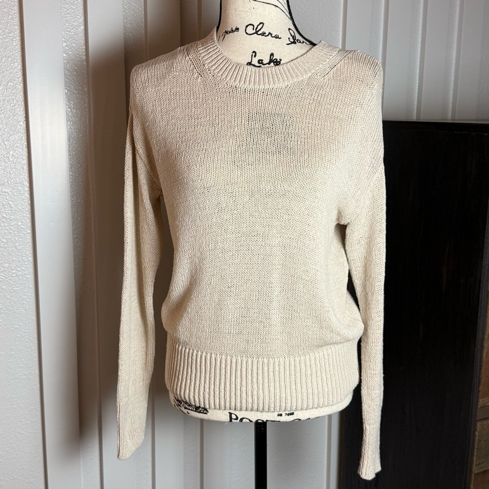 Banana Republic XS Cream Cotton‎ Sweater Minimalist Crewneck Capsule - Picture 2 of 10